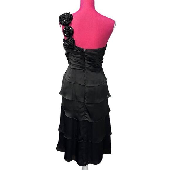 Jade Courture by Jasmine Bridal Black One Shoulder Gown with Boning EUC SZ 12 - Picture 3 of 11